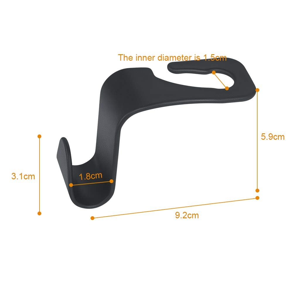 URAQT Back Seat Car Hooks 6 Pack for Bags & Handbags Black
