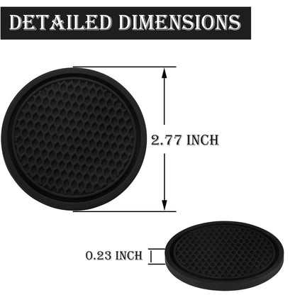 SINGARO Non-Slip Car Cup Holder Coasters Black Set of 4