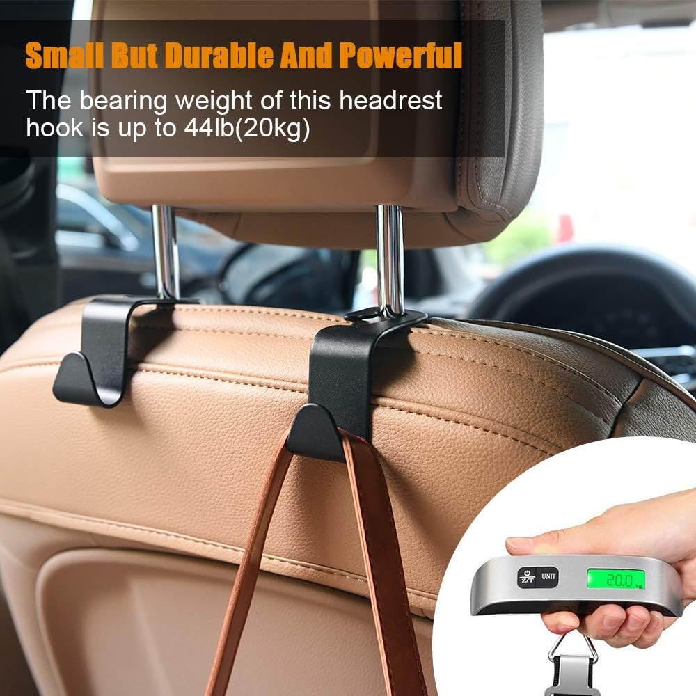 URAQT Back Seat Car Hooks 6 Pack for Bags & Handbags Black