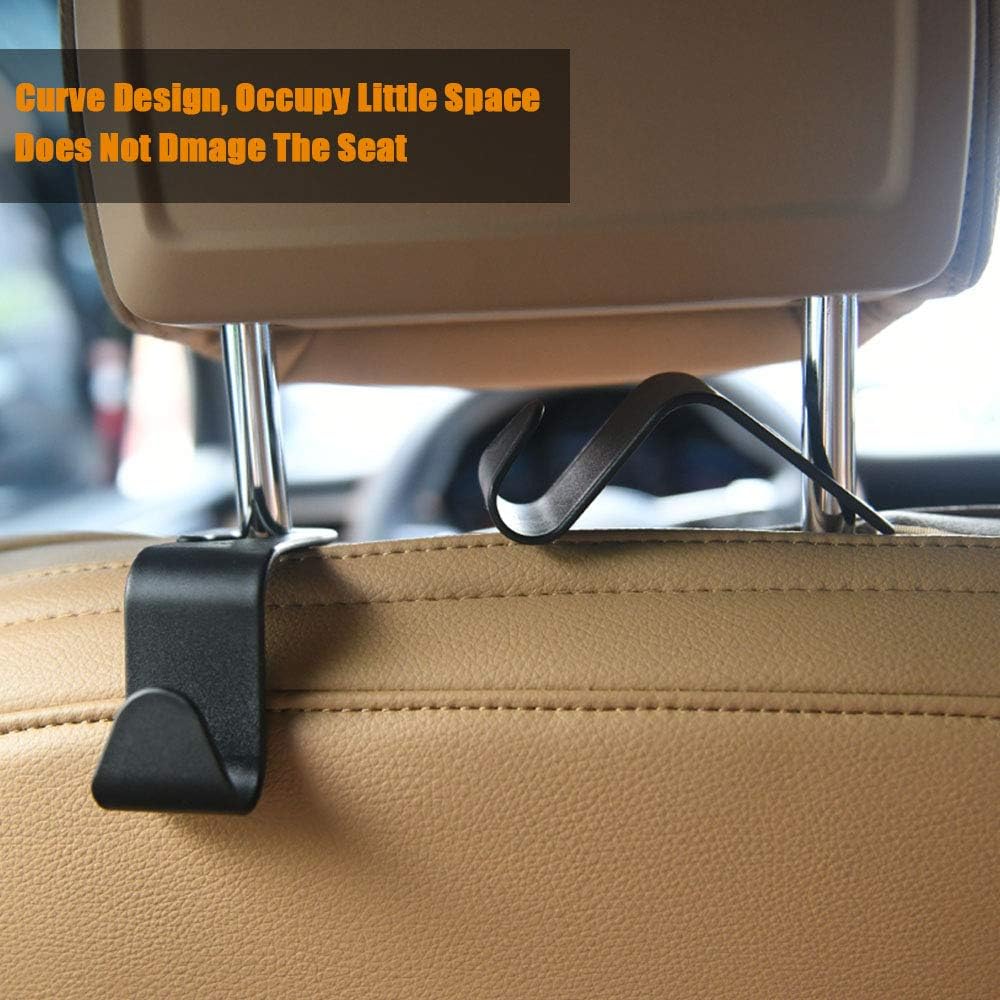 URAQT Back Seat Car Hooks 6 Pack for Bags & Handbags Black