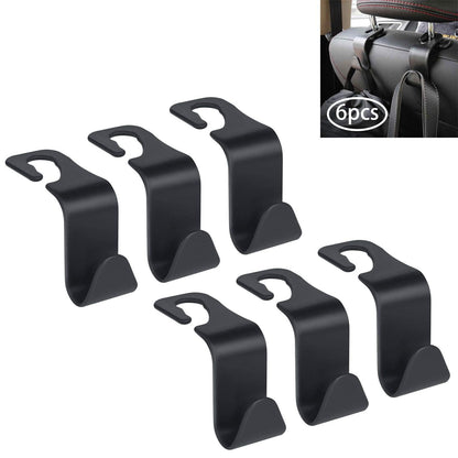 URAQT Back Seat Car Hooks 6 Pack for Bags & Handbags Black