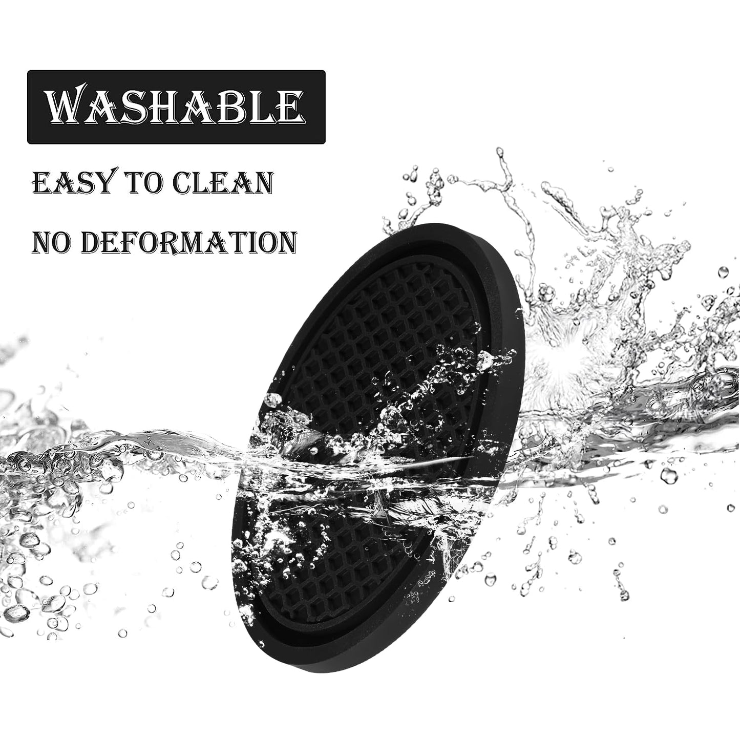 SINGARO Non-Slip Car Cup Holder Coasters Black Set of 4