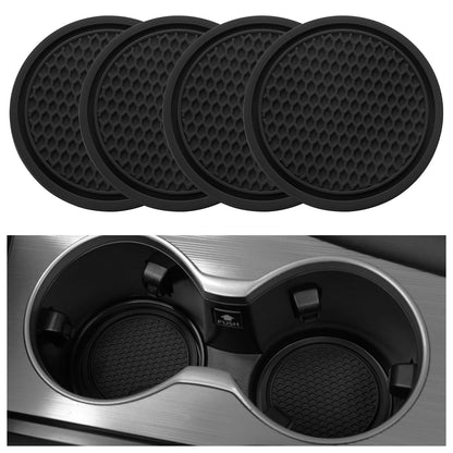 SINGARO Non-Slip Car Cup Holder Coasters Black Set of 4