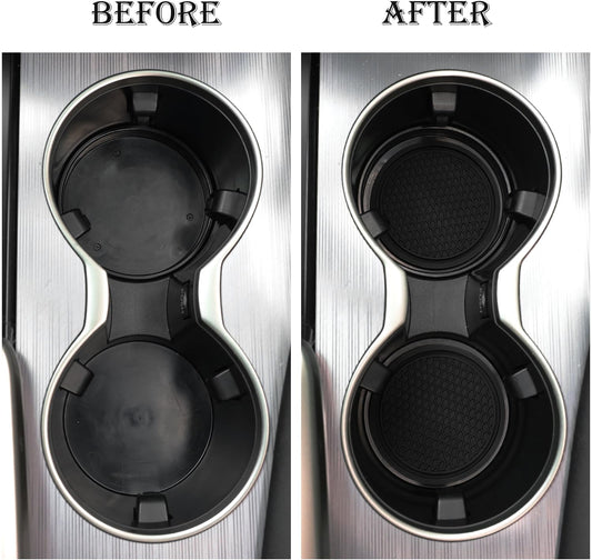 SINGARO Non-Slip Car Cup Holder Coasters Black Set of 4